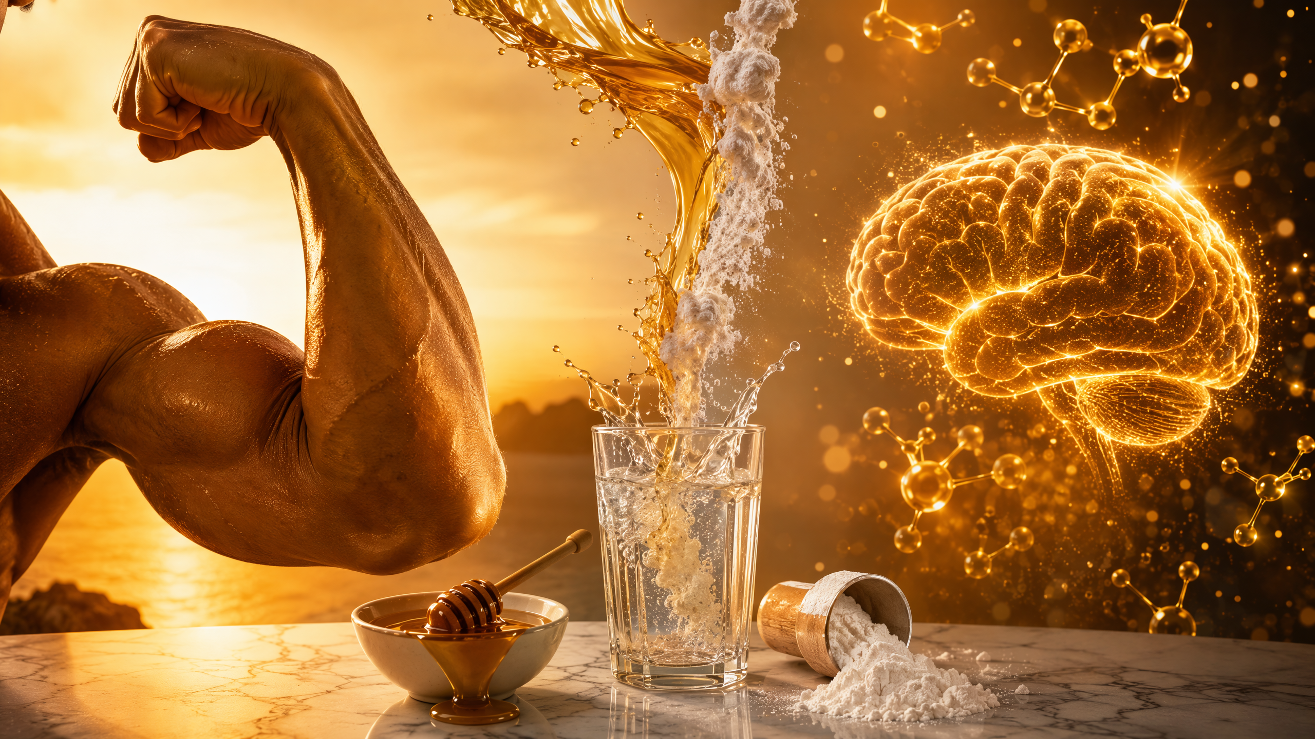 Creatine and honey powering muscle recovery and brain ATP energy - RAWWTR morning hydration
