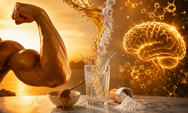 Creatine and honey powering muscle recovery and brain ATP energy - RAWWTR morning hydration