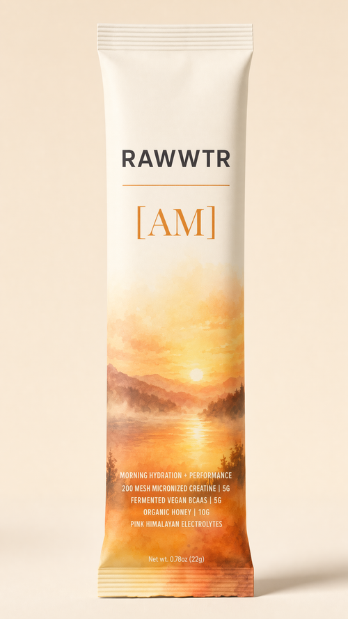 RAWWTR [AM] creatine electrolyte morning hydration powder — front of sachet